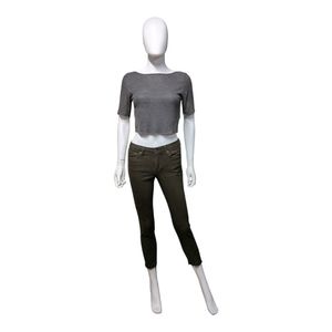 Topshop Charcoal Grey Ribbed Cropped Top